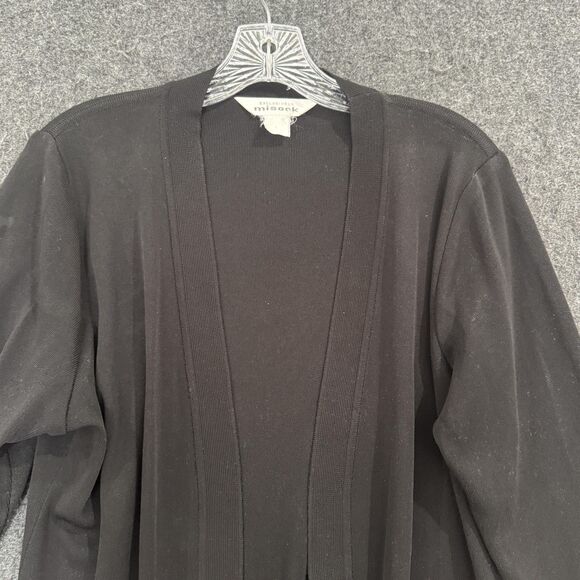 Exclusively Misook Sweater Women's Small Black Open Front Cardigan Pockets - Picture 2 of 9